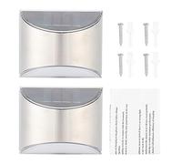 Segnapasso Solare 2 Pezzi SMD LED per Esterni Recinzione per Scale Luce Bianca in Acciaio Inossidabile Paesaggio Solare Impermeabile