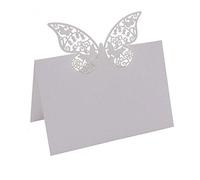 Segnaposti,Farfalla Cartellini Segnaposto 50 Pack Bianco Segnabicchiere 3D Nome Luogo Carte per Compleanno Matrimonio Natale Festival Nozze Banchetti 9 * 12CM