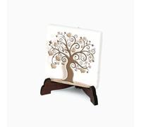 Segnaposto Albero della Vita Magnete Bomboniera Decorata Mis 5x5 cm Stampato su Ceramica con Cavalletto Incluso e Scatola da Regalo