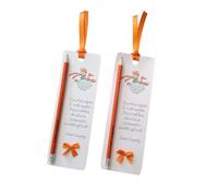 Segnaposto Battesimo Piccolo Principe Arancione Segnalibro con Matita Incisa Personalizzata con Nome e Data 20x7 cm Frase di Papa Francesco oppure a Scelta (50)