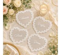 Segnaposto in pizzo personalizzato, etichette personalizzate per matrimoni, etichette trasparenti per il nome degli ospiti per matrimoni, elegante decorazione da tavolo per ricevimenti, decorazione da