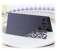 Segnaposto per nome, 100 pezzi, in carta perlescente, per matrimonio, tavolo, compleanno, battesimo, comunione, banchetto, cena, feste, colore nero