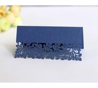 Segnaposto per nome, 50 pezzi, per scrivere con eleganti fogli vuoti, design perlato, per matrimonio, compleanno, cresima, comunione, battesimo, blu scuro