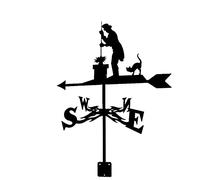 Segnavento a banderuola con strega e gatto, fata, colibrì, gallo, indicatore di direzione del vento, strumento di misurazione con decorazione per giardino, patio, cortile