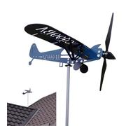 Segnavento a forma di aeroplano blu, cinetico in metallo, per cortile e giardino, 3D unico magico mulino a vento in metallo, scultura a vento per esterni, decorazione da giardino, regalo di Natale per