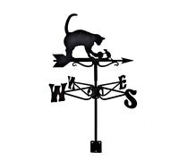 Segnavento da tetto con gatto e topo, in acciaio inox, con indicatore di direzione del vento, paletto da giardino