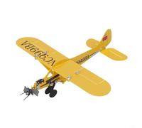 Segnavento giallo a forma di aeroplano per decorazione da giardino, fatto a mano, in metallo, direzione del vento, per bussola con supporto, aereo J3 Whirlygig per recinzione del ponte del cortile, 20