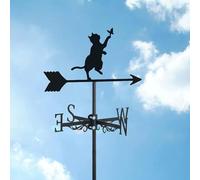 Segnavento in metallo a forma di gatto, a forma di gatto, in acciaio inox, a forma di gatto, decorazione da giardino, con indicatore di direzione del vento, per fattoria all'aperto
