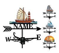 Segnavento in metallo con nome personalizzato a forma di faro, indicatore di direzione del vento personalizzato, segnalibro per montaggio su tetto, decorazione per esterni, per giardino, cortile