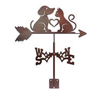 Segnavento in metallo con statuetta di cane e gatto, pratico indicatore di direzione del vento, stile vintage, scena della fattoria, decorazione per casa, giardino, artigianato