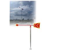 Segnavento in metallo da esterno con base in acciaio inox, 80-200 cm | For palo in acciaio inossidabile, cuscinetto protetto dalla pioggia, montaggio su tetto o a terra(Reflective,200cm/78.7in)