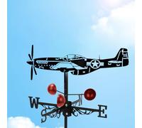 Segnavento in Metallo, Segnavento a Forma di Aeroplano, Banderuola Tetto Palo Giardino, Banderuola per Cortile, Fienile, Capannone, Ornamento per Tetti e Giardini