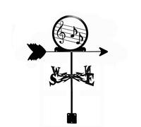 Segnavento indicatore di direzione del vento, strega e gatto, musica runa pescatore, banderuola in acciaio inox con rivestimento da giardino, paletto decorativo artistico nero satinato