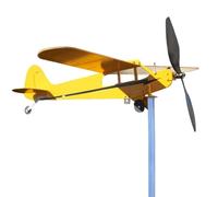 Segnavento per aeroplano, mulino a vento a forma di aereo, fatto a mano, mulino a vento Piper J3 Cub, in metallo, in ferro, modello aeroplano, per casa, giardino, cortile, decorazione esterna (32 x 28