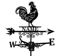 Segnavento personalizzato per gallo Nome personalizzato Segnavento in metallo Decorativo per Yard Direzione del vento Segni di montaggio sul tetto Segnalibri neri Fattoria Fattoria Barn Capannoni