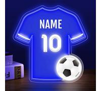 Segni al neon personalizzati con maglia da calcio per decorazione murale con nome e numero personalizzati, luce LED da calcio per camera da letto per ragazzi, club, caverna da uomo, stadio, bar, luci