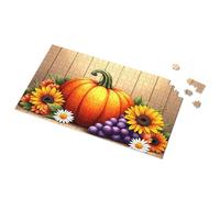 Segni da bar vintage raccolto autunnale: zucche, girasoli e uva, puzzle con immagine di uomo caverna bar roba per la stanza dei ragazzi (500 pezzi)