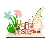 Segni da tavola di buon Natale, decorazioni pasquali in legno nani pasquali | Bandiera colorata Buon Natale di Pasqua, decorazioni per la casa di campagna a forma di coniglietto, decorazioni per la