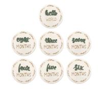 Segni di Crescita Mensile del Bambino,Sette Pezzi Doppia Faccia Targhette Annuncio Neonato - Targhette Legno Decorative Misurazione Nascita, Dischi Mensili Riutilizzabili Per Camera Bambini Asilo Nido