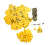 Segni di etichette auricolari per bovini da mucca Numeri Carta di identificazione degli animali da fattoria Forniture per la gestione del bestiame 100 pezzi (Gialla)