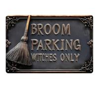 Segni di Halloween, cartello di parcheggio da 12x8 pollici, arredamento di streghe di Halloween in ferro vintage per il bar del bar, nero