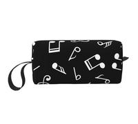 Segni di nota musicale neri, Borsa per il trucco Borsa per cosmetici Borsa da toilette da viaggio portatile Borsa per trucco Organizer