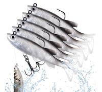 Segni di pesca artificiale: esche da pesca realistiche per acqua dolce, esche da nuoto per l'oro | Attrezzature da pesca, 5 esche facili da catturare con ganci, esche flessibili per acqua dolce
