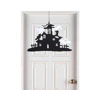 Segni di porta di strega per porta d'ingresso,Poster di Halloween spaventoso - Decorazioni per pannello di ingresso Parole nere, decorazioni di Halloween
