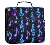 Segni musicali dai colori vivaci 3,8 cm 3 anelli con cerniera borsa raccoglitore con tracolla e maniglia facile da trasportare organizer per documenti per ufficio scuola Bolsa de cremallera