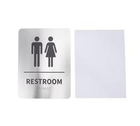 Segni segni di bagno in braille unisex, cartello per il bagno in acciaio inossidabile per affari, cartello da bagno braille conforme ADA con autoadhesivo (8 x 6 pollici)
