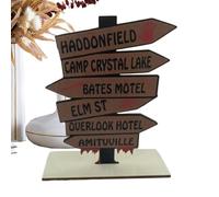 Segni stradali di film horror, ufficio di destinazioni | Pannello di destinazione del film horror con base,Pannello di lettere, decorazione horror di Halloween po