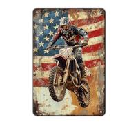 Segni Targa in Metallo Dirt Motocross Racing American Flag,Targhe in Metallo Posters,Bagno,Decorazione,Segno Plaque,Cucina M