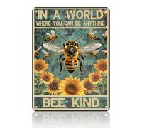 Segni Targa in Metallo Funny Flower And Bee In A World Where You Can Be Anything,Parete in Metallo Posters,Decorazione,Garage,Porta Segno,Bar S