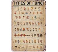Segni Targa in Metallo Retro Types of Fungi,Targhe in Metallo Posters,Caffetteria,Bagno,Targhe da Parete,Cucina S