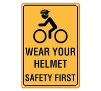 Segni Targa in Metallo, Wear Your Helmet Safety First Bike, Targhe in Metallo Posters, Poster di Latta per Decorazione da parete Garage Caffetteria S