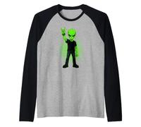 Segno A Mano Extraterrestre Metalhead Le Corna del Diavolo Maglia con Maniche Raglan