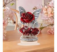 Segno acrilico 2D Placca decorativa per il dono di fiori rosa per camera da