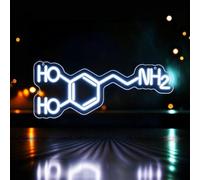 Segno al neon della molecola della dopamina, luce geometrica di Dimmable | Targa da parete al neon ispiratrice per laboratorio di chimica, decorazione da parete per camera da letto
