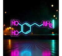 Segno al neon della molecola della dopamina, luce geometrica di Dimmable | Targa da parete al neon ispiratrice per laboratorio di chimica, decorazione da parete per camera da letto