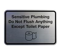 Segno classico con cornice sensibile per l'impianto idraulico non lavare nulla tranne che per la carta igienica (argento spazzolato) - piccolo
