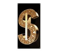 Segno del dollaro dorato per porta di benvenuto primavera estate copertura della porta sfondo appeso bandiera portico segno per porta d'ingresso decorazioni stagionali per feste per interni ed esterni