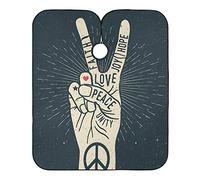 Segno Del Gesto Della Mano Per La Pace Con Le Parole Sopra Mantella Parrucchiere Lavabile Barber Cape Regolabile Taglio Di Capelli Mantello Per Barbieri Uomini Bambini 140X168Cm