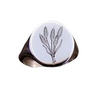 Segno del grano in argento sterling 925 | Anello placcato argento | Anelli con sigillo di forma ovale 17x16 mm | Misura della fascia US 5-12,5 Avelaibal | LKDR_0369