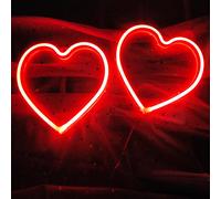 Segno Del Heart Led 2 Pezzi,Lampada Al Neon a Forma Di Cuore D'Amore Di San Vale