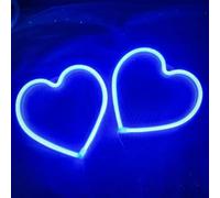 Segno del Heart Led 2 pezzi,Lampada al neon a forma di cuore d'amore di San Valentino alimentata a batteria per Matrimonio Decorazione della parete della stanza delle donne della ragazza(Blu)