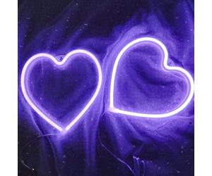 Segno del Heart Led 2 pezzi,Lampada al neon a forma di cuore d'amore di San Valentino alimentata a batteria per Matrimonio Decorazione della parete della stanza delle donne della ragazza(Viola)
