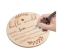 Segno Del Nome Del Bambino Accessori Foto , Baby In Legno Tag Di Nascita 5,9 Pollice Nascita Luna E Stelle Saluto Un Annuncio Di Identità Infantile Per Il No
