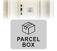 Segno della cassetta dei pacchi, cartello nero della cassetta dei pacchi 11 cm x 9 cm Autoadesivo in acrilico per un luogo sicuro per le consegne e la consegna dei pacchi (argento)