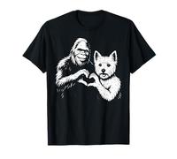 Segno della mano del West Highland White Terrier Bigfoot a forma di cuore Maglietta
