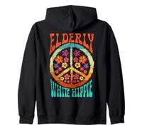 Segno della Pace Anziano Bianco Hippie Regalo Retro 60s 70s Felpa con Cappuccio